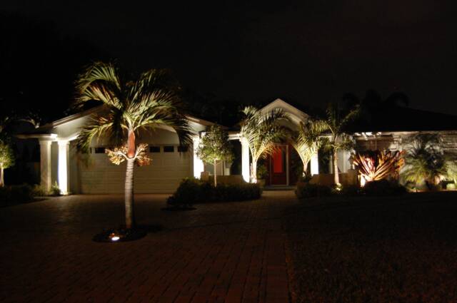 CAST Landscape Lighting, Front of Home at Night
